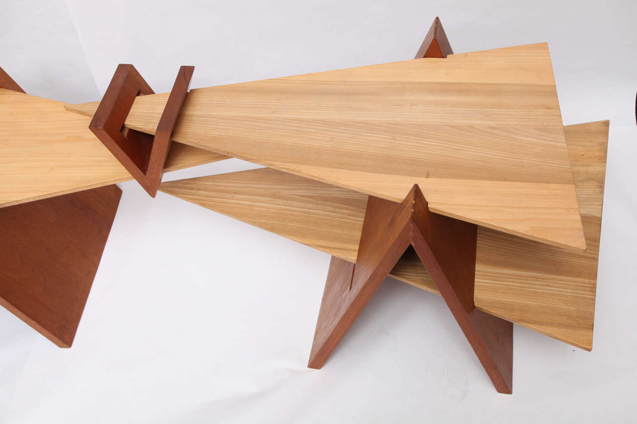 Mid-Century Modern Table Mid Century Modern Constructivist wood Puzzle 1970's For Sale