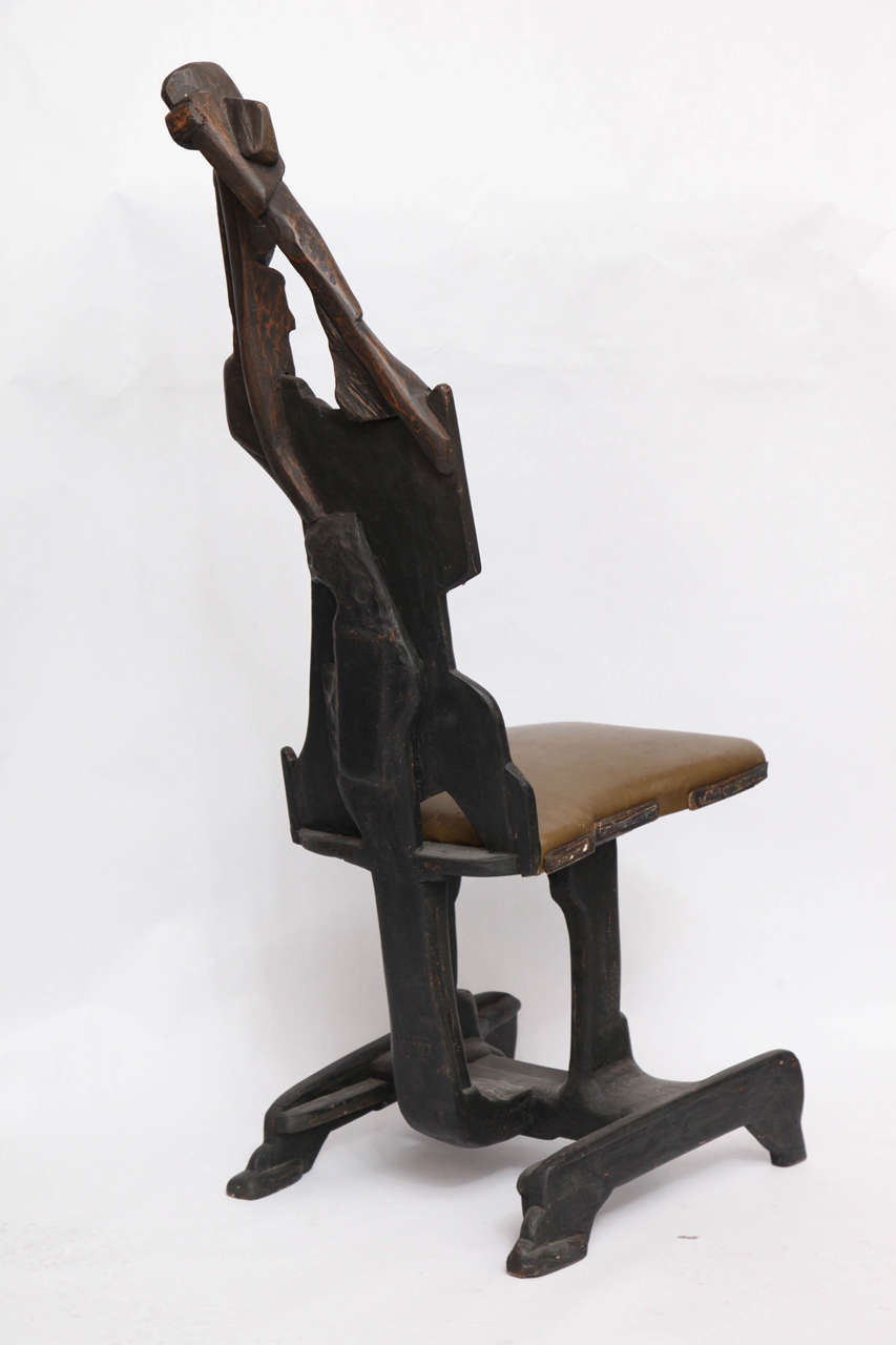 Mid-20th Century Smokey Tunis Chair Mid Century Modern Sculptural carved wood 1960's For Sale