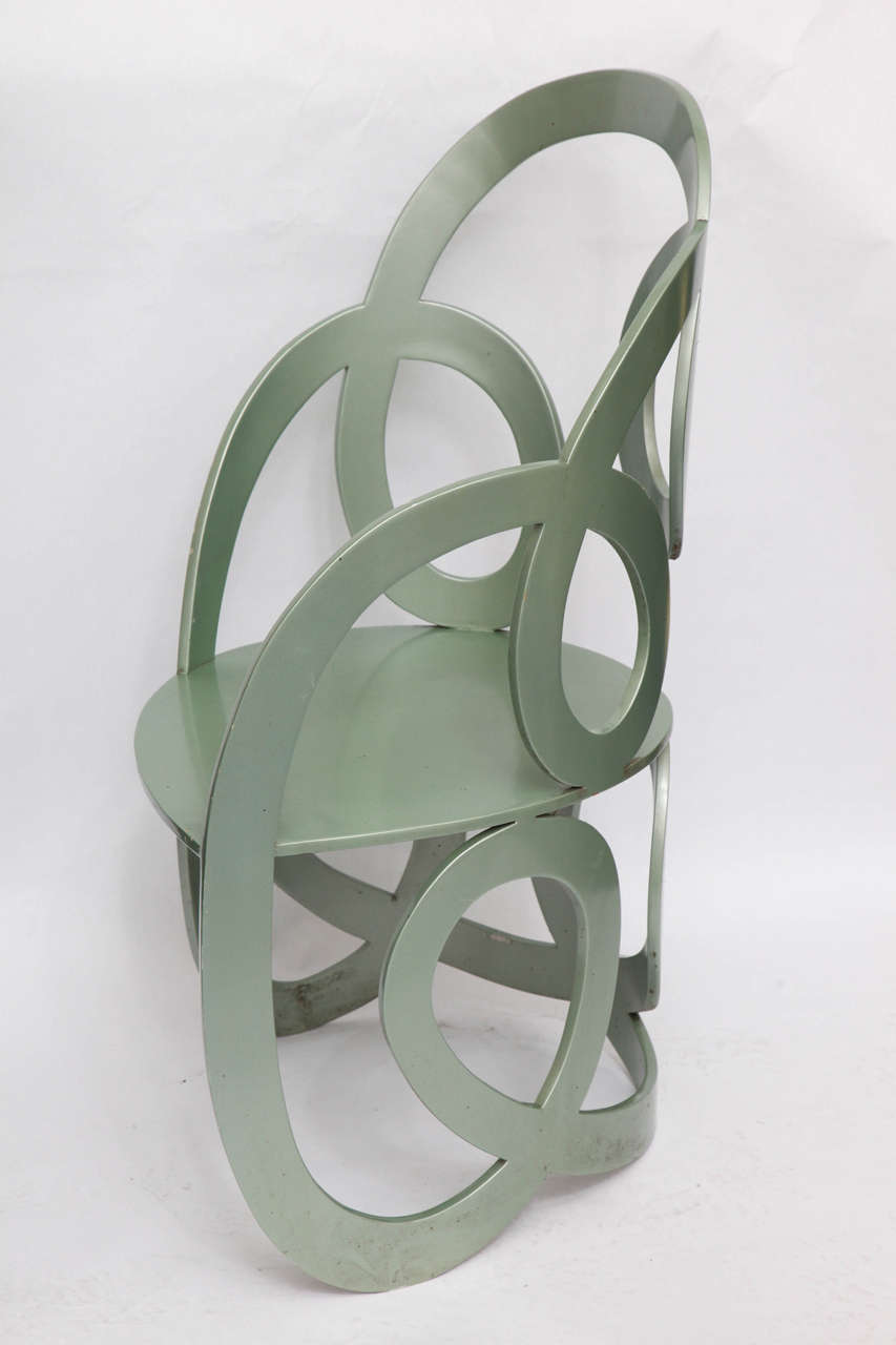 American 1980s Sculptural Chair Crafted of Painted Metal