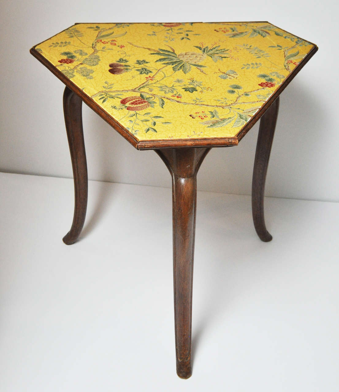 Oak Limed Triangular Louis XV Style Covered Table Selected by Francis Elkins