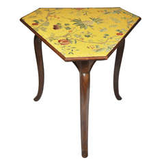 Oak Limed Triangular Louis XV Style Covered Table Selected by Francis Elkins