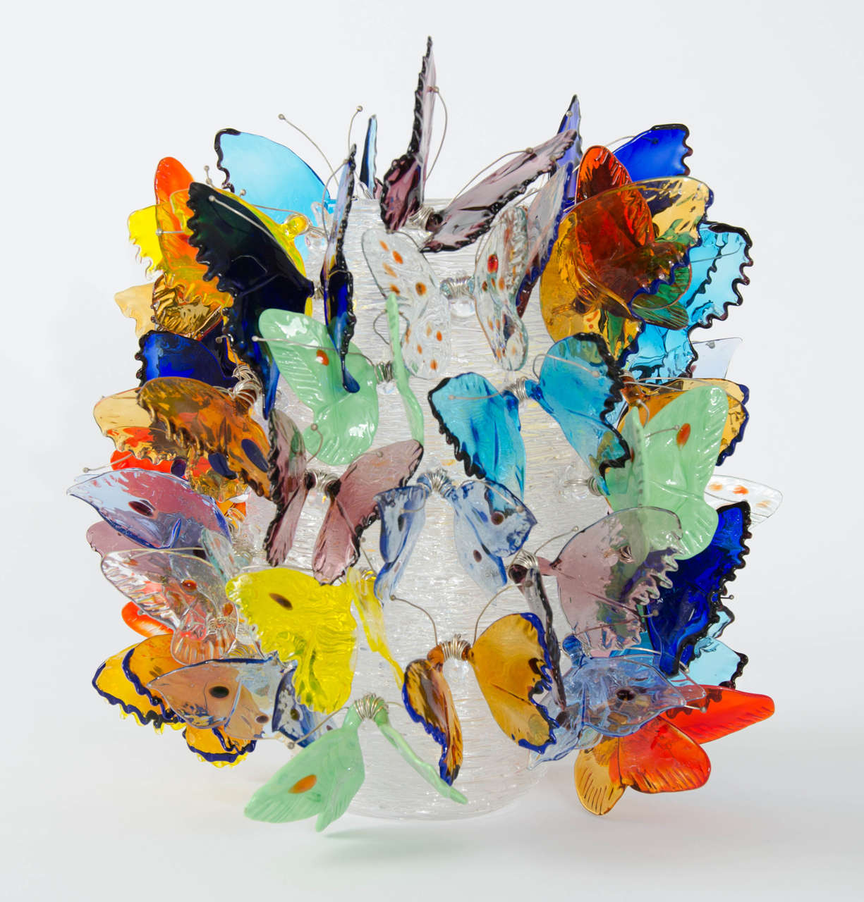Hand-Crafted Farfalle, a Limited Edition Mixed Color Butterfly Adorned Vase by Ted Muehling