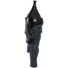 Odysseus, a unique black hand-blown glass sculpture by Cathryn Shilling
