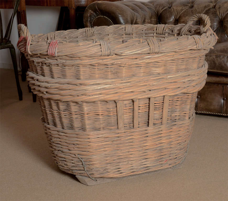 Folk Art French 1920's Wicker Champagne Basket