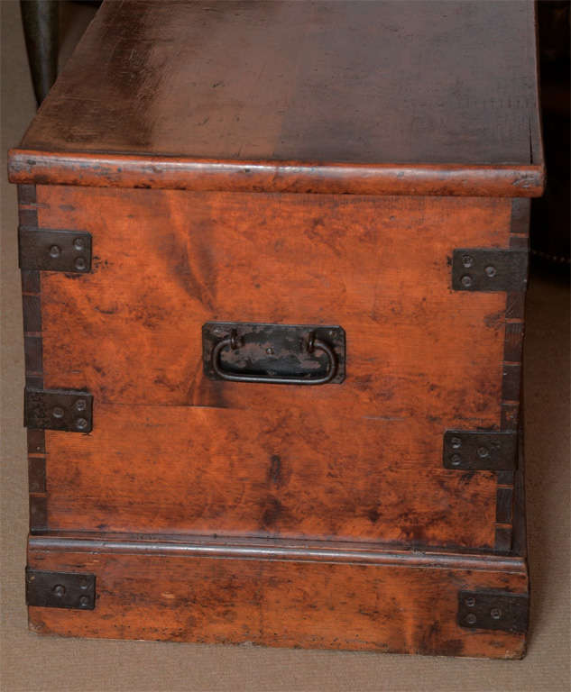 Wood 19th Century English Faux Grained Painted Trunk