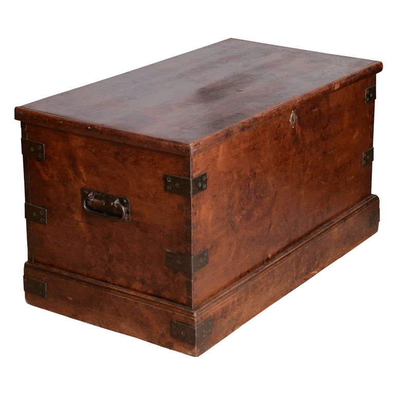 19th Century English Faux Grained Painted Trunk