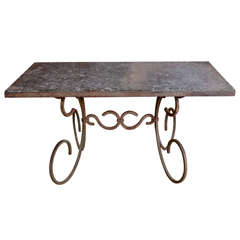 French circa 1900 Iron & Marble Coffee Table