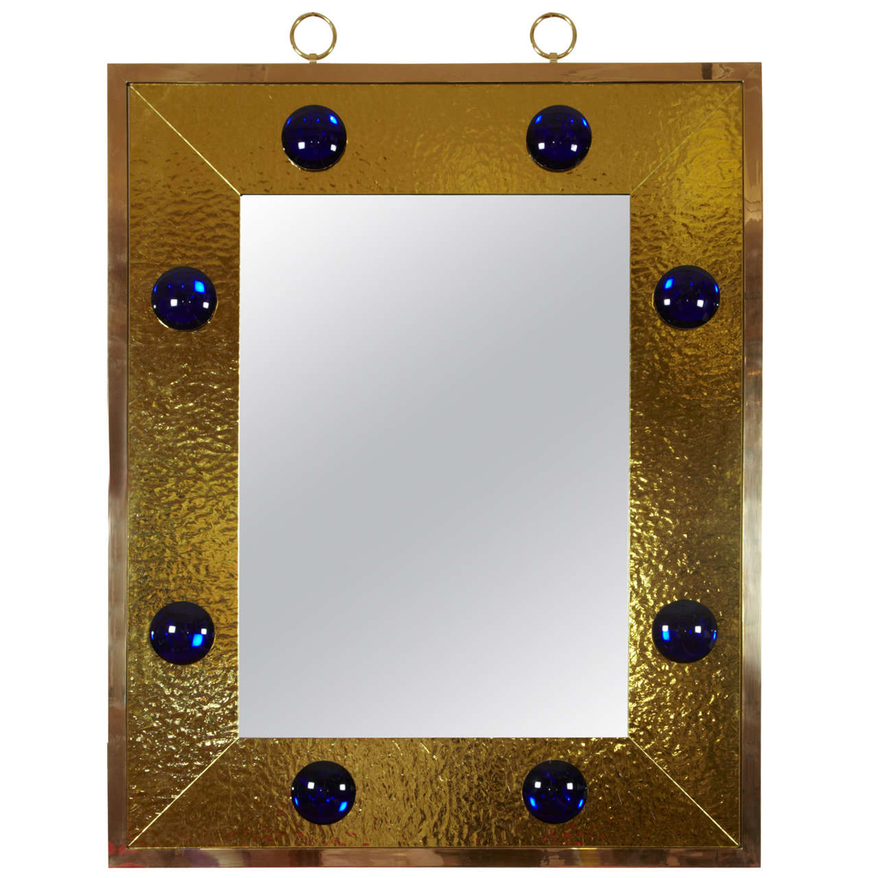 Spectacular Rectangular Mirror with Gold Leaf Effect Frame by Andre Hayat For Sale