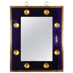 Spectacular Rectangular Mirror with Deep Blue Effect Frame by Andre Hayat