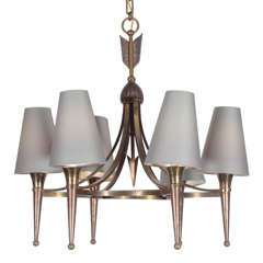 Vintage French Bronze Chandelier Style of André Arbus