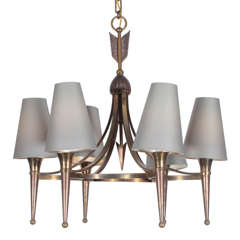 French Bronze Chandelier Style of André Arbus