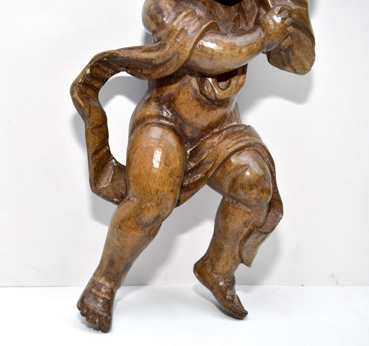Pair Of Carved Wood Angels For Sale at 1stDibs