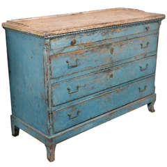 Antique Bright blue Swedish commode