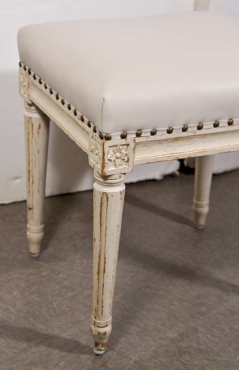 French Pair of painted stools in the style of Louis XVI
