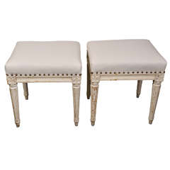 Pair of painted stools in the style of Louis XVI