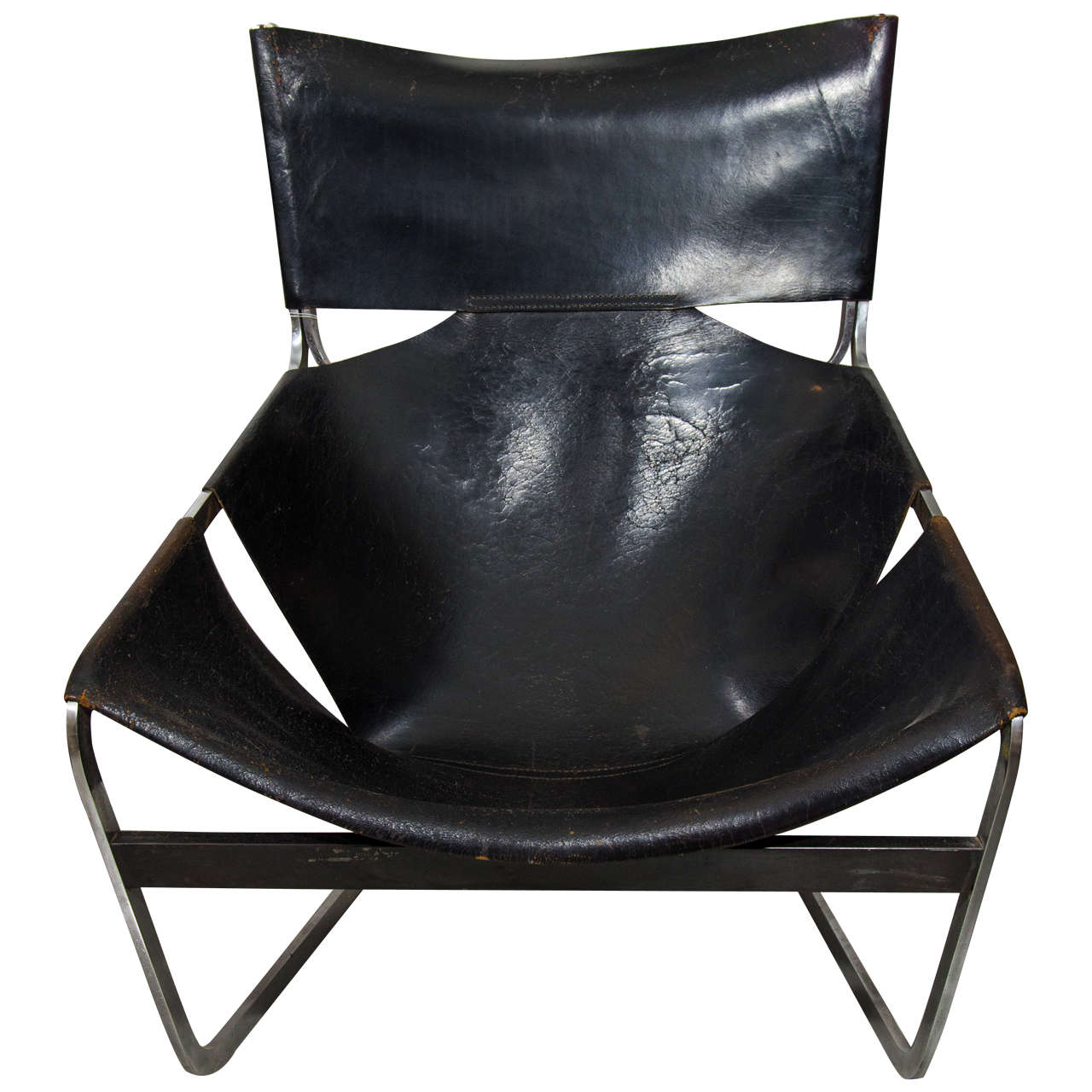Pierre Paulin Leather F44 Lounge Chair For Sale