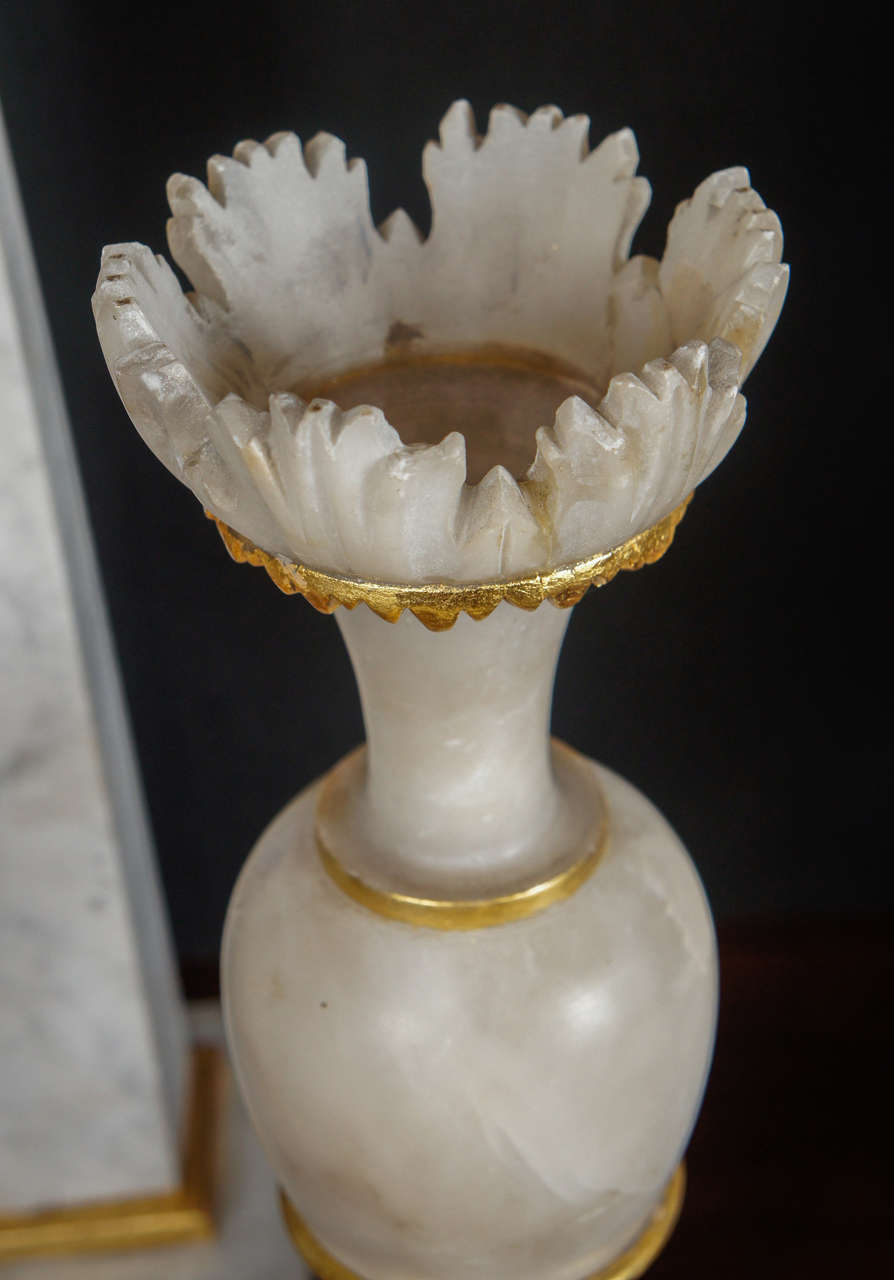 20th Century Large Collection of Carved Marble and Water Gilded Decorative Objects