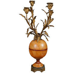 Unusual Colored Marble and Gilded Bronze Single Candelabra 11