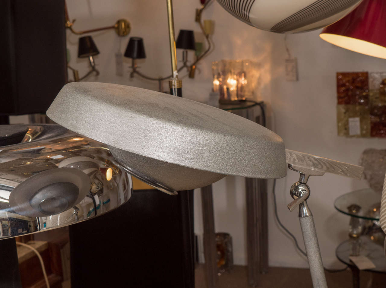 Mid-Century Modern 1950s English Grey Enamel Industrial Desk Lamp