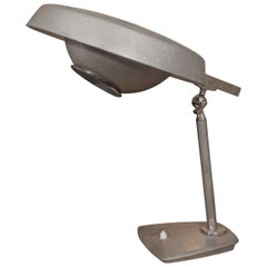1950s English Grey Enamel Industrial Desk Lamp
