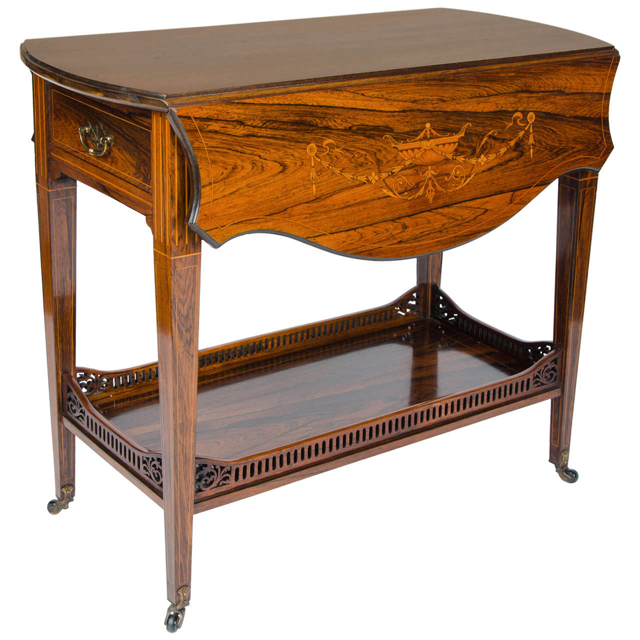 Fine Edwardian Marquetry Drop-Leaf Table