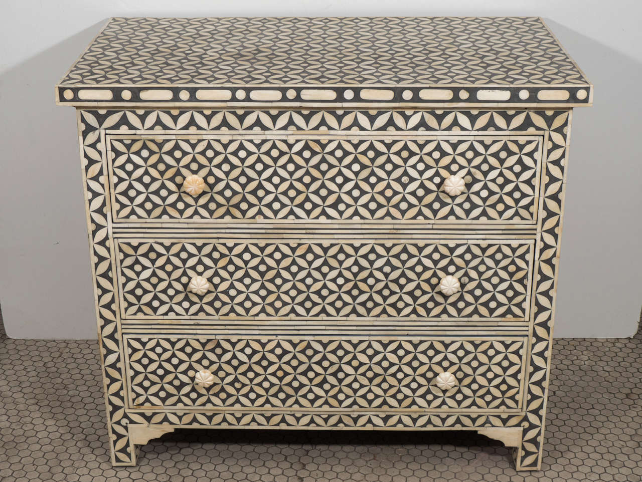 Indian Geometric, Inlaid Bone Bureau