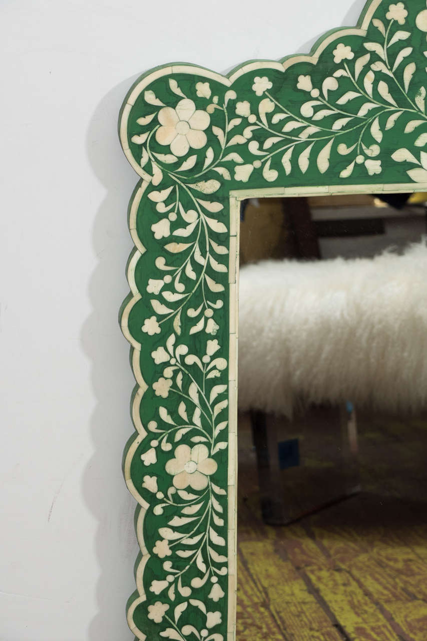 20th Century Indian Inlaid Bone Mirror For Sale