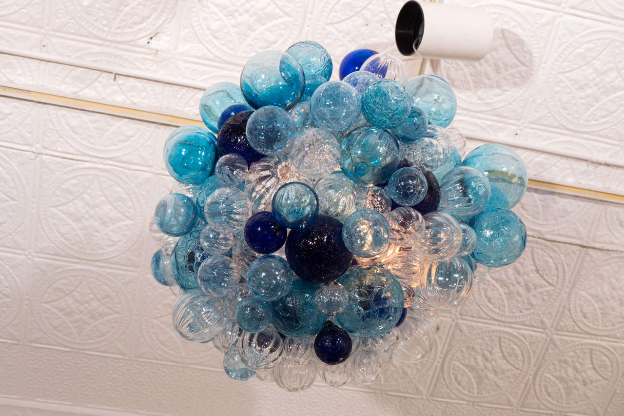 USA Small Glass Bubble Chandelier with Handblown Bubbles