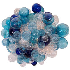 USA Small Glass Bubble Chandelier with Handblown Bubbles