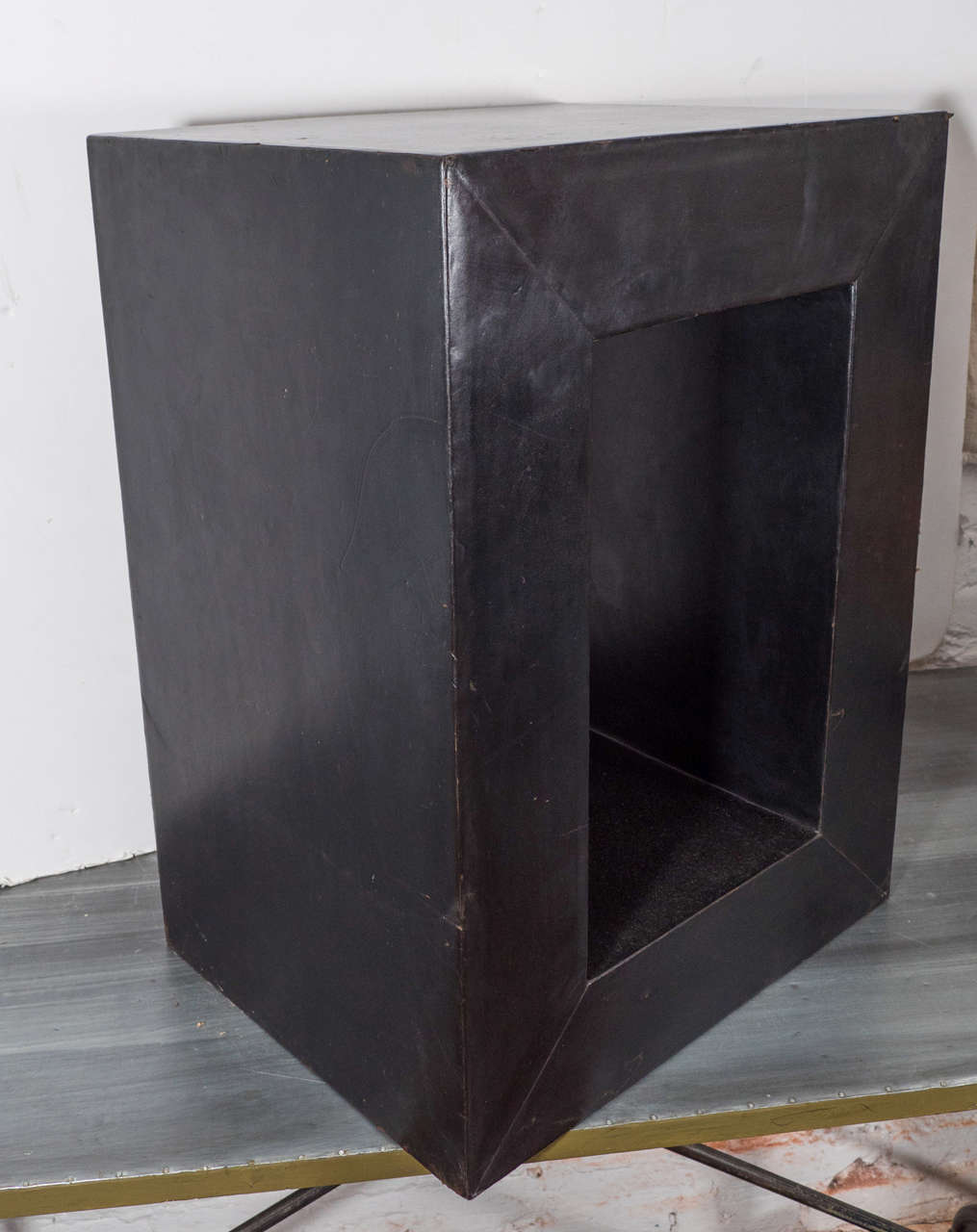 Leather Side Table In Good Condition In New York, NY