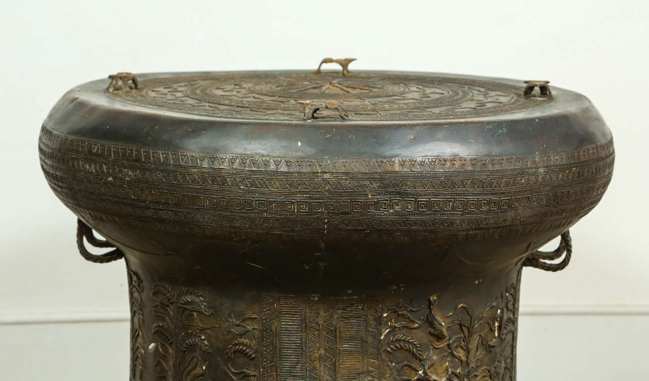 Tribal Asian Bronze Rain Drum