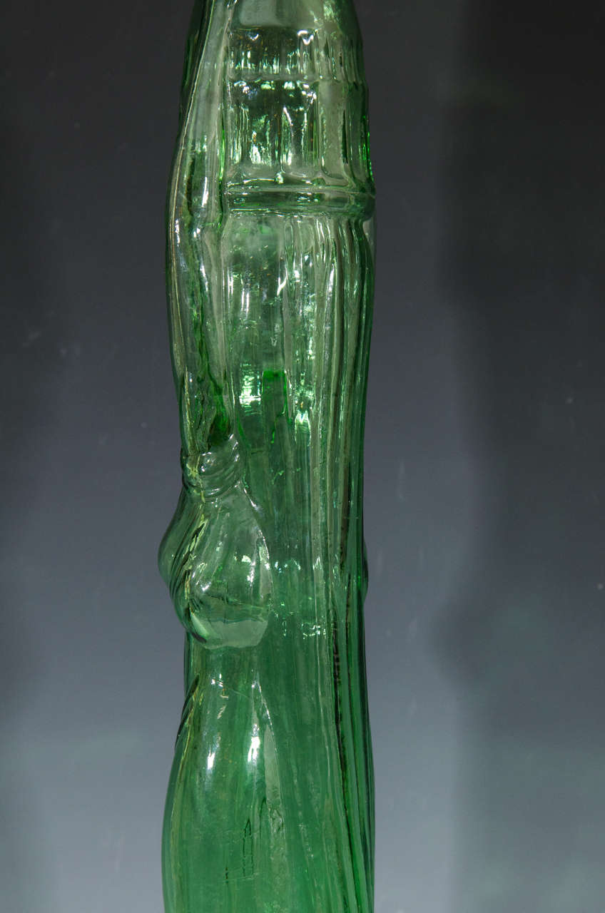 Mid-Century Modern Midcentury Tall Tuscan, Chianti Glass Wine Bottle in the Shape of a Woman