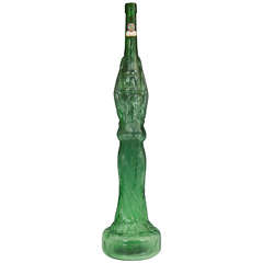 Vintage Midcentury Tall Tuscan, Chianti Glass Wine Bottle in the Shape of a Woman