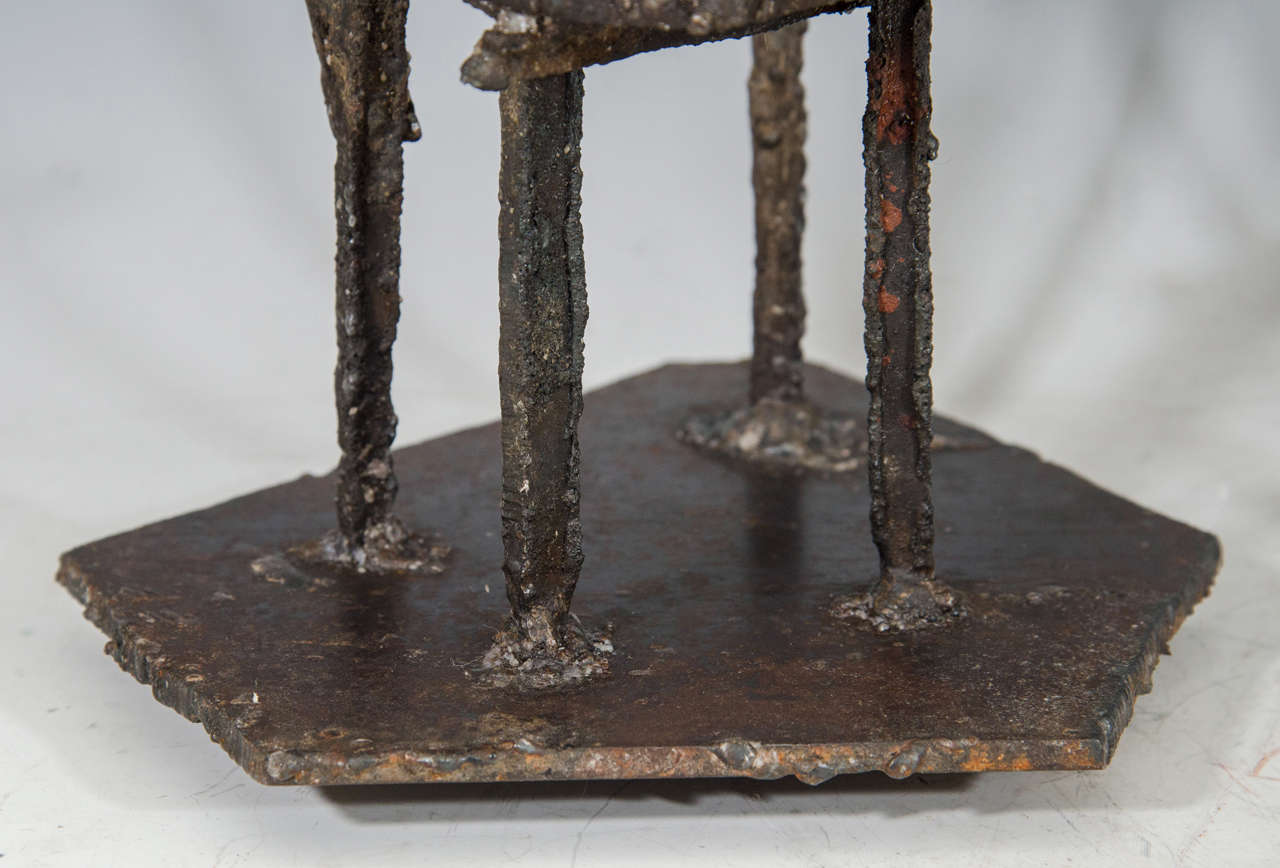 Mid-Century Set of Three Paul Evans, Welded Steel Brutalist Candlesticks For Sale 2