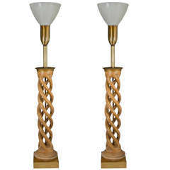 A Midcentury Pair of James Mont Helix Table Lamps