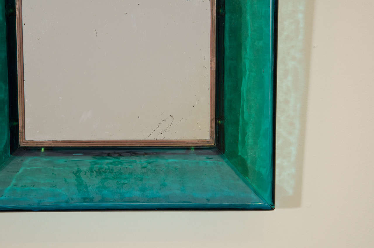 Mid-Century Modern A Midcentury Carlo Scarpa for Venini Glass Frame Wall Mirror