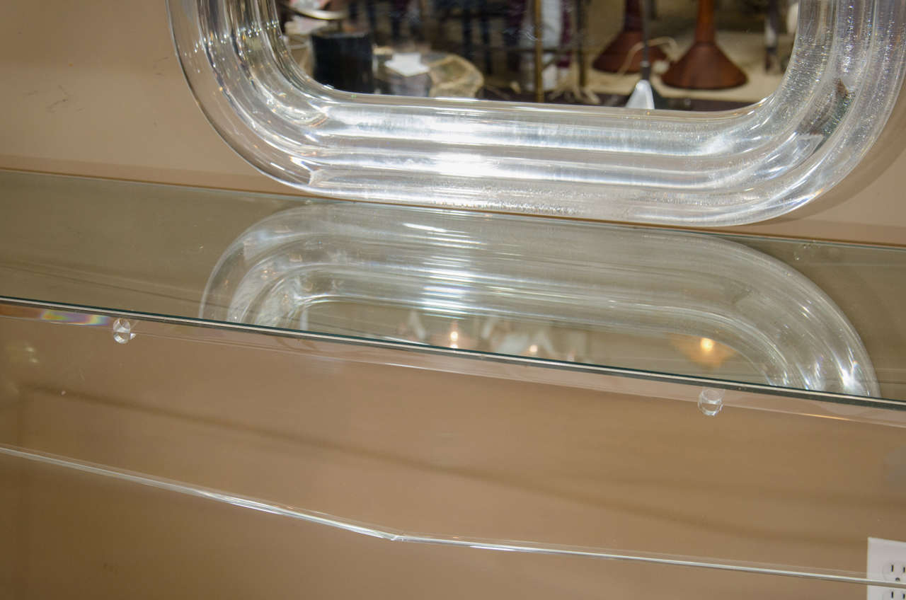  Spectacular Modernist Custom Designed Lucite Mirror and Console For Sale 1
