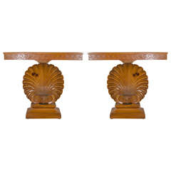 A Pair of Edward Wormley Shell Console Tables for Dunbar