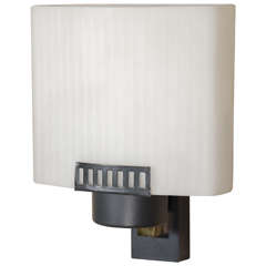 Midcentury, Single French Sconce with Frosted Glass Shade