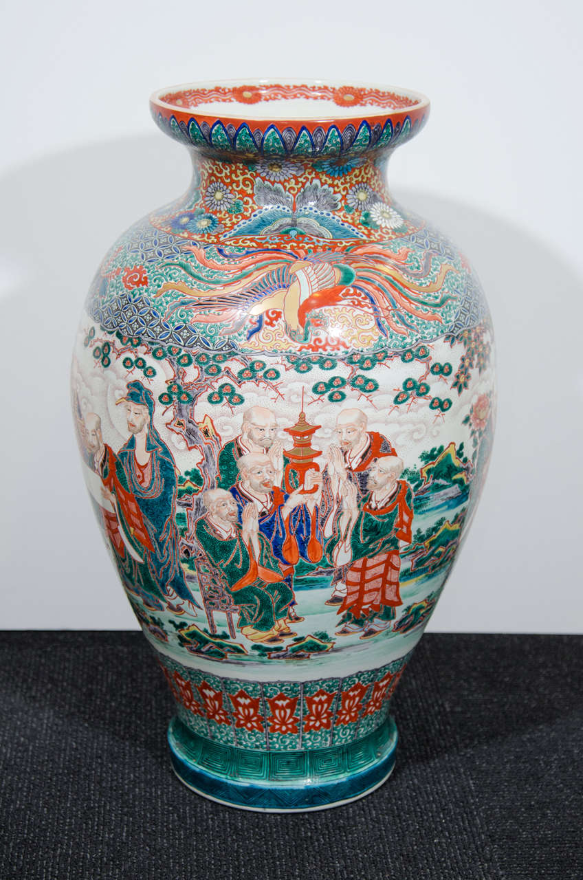 Porcelain Meiji Period Japanese Kutani Vase