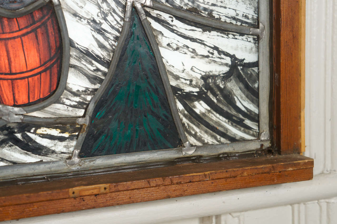Mid-20th Century Stained and Leaded Glass Window