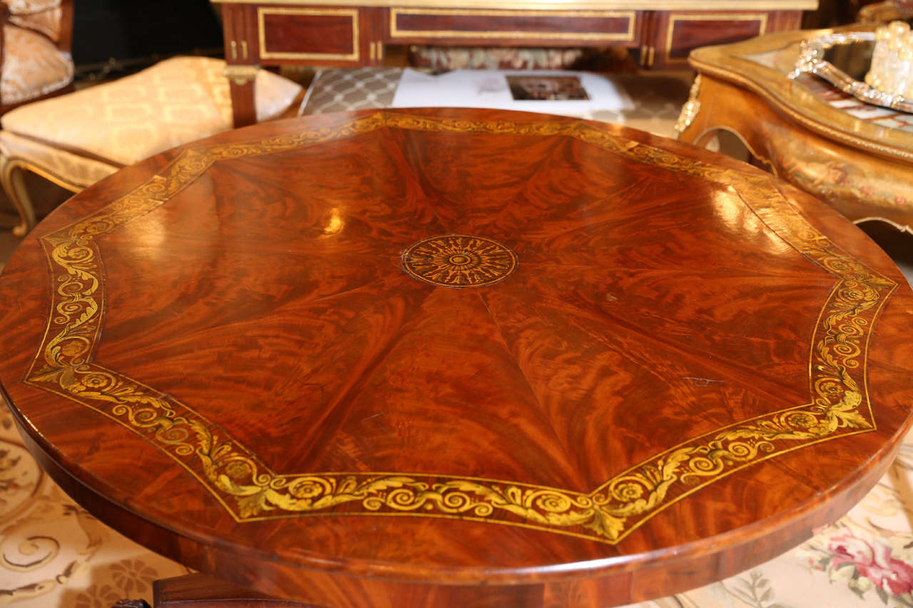 American Center Table in Flame Mahogany with gilt stenciled design 6