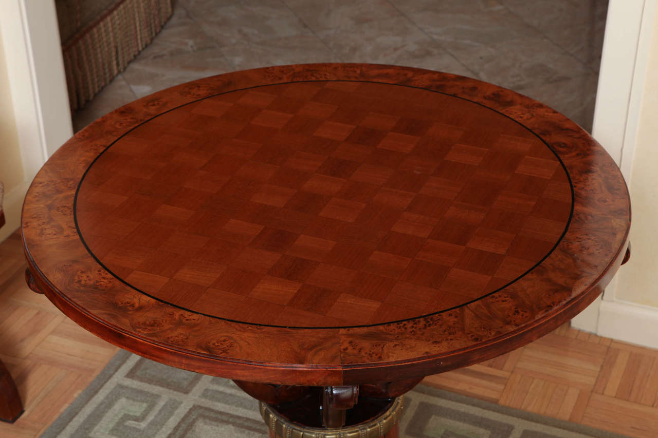Viennese Secession Mahogany and Hammered Brass Center Table In Excellent Condition In New York, NY