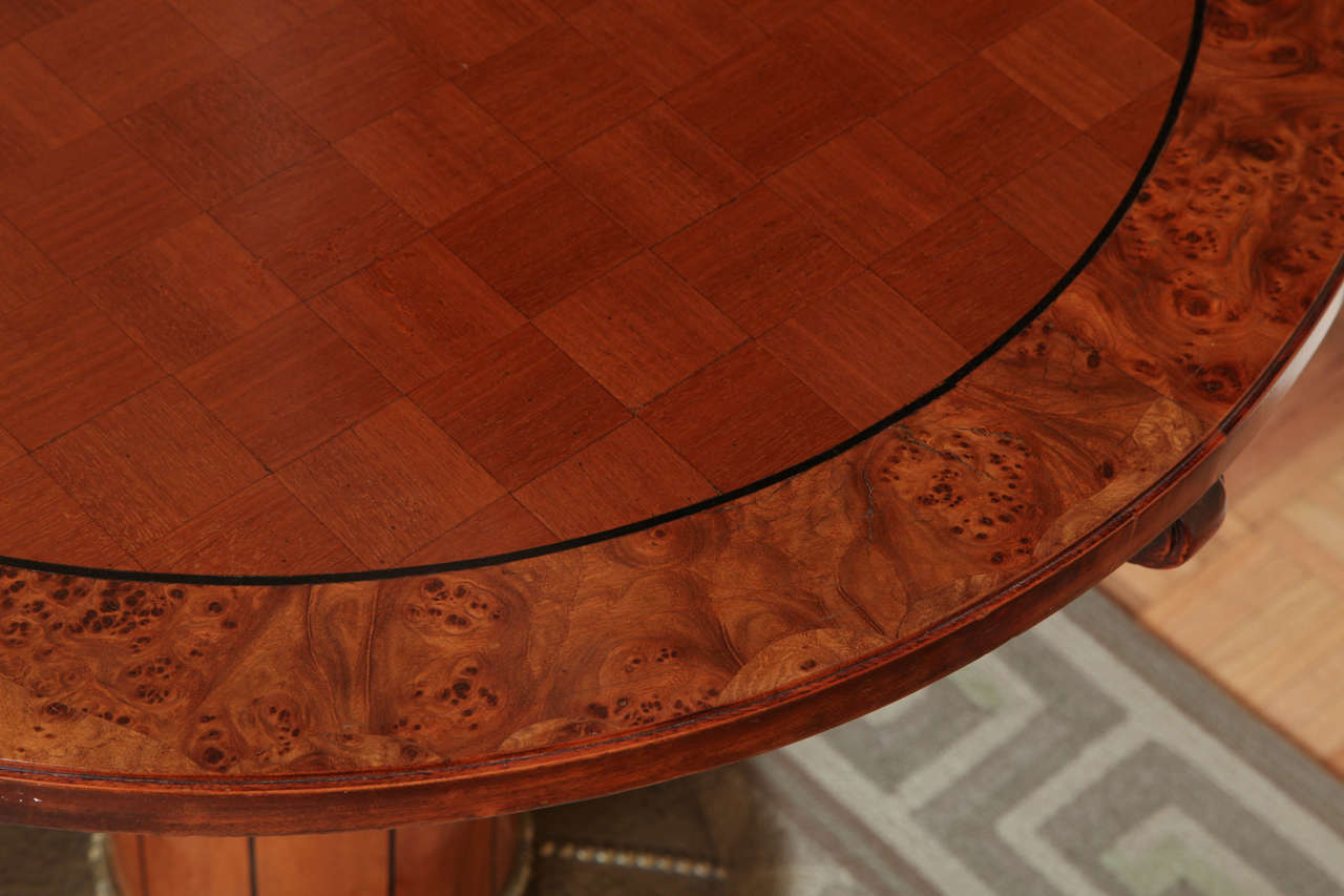 Viennese Secession Mahogany and Hammered Brass Center Table 1