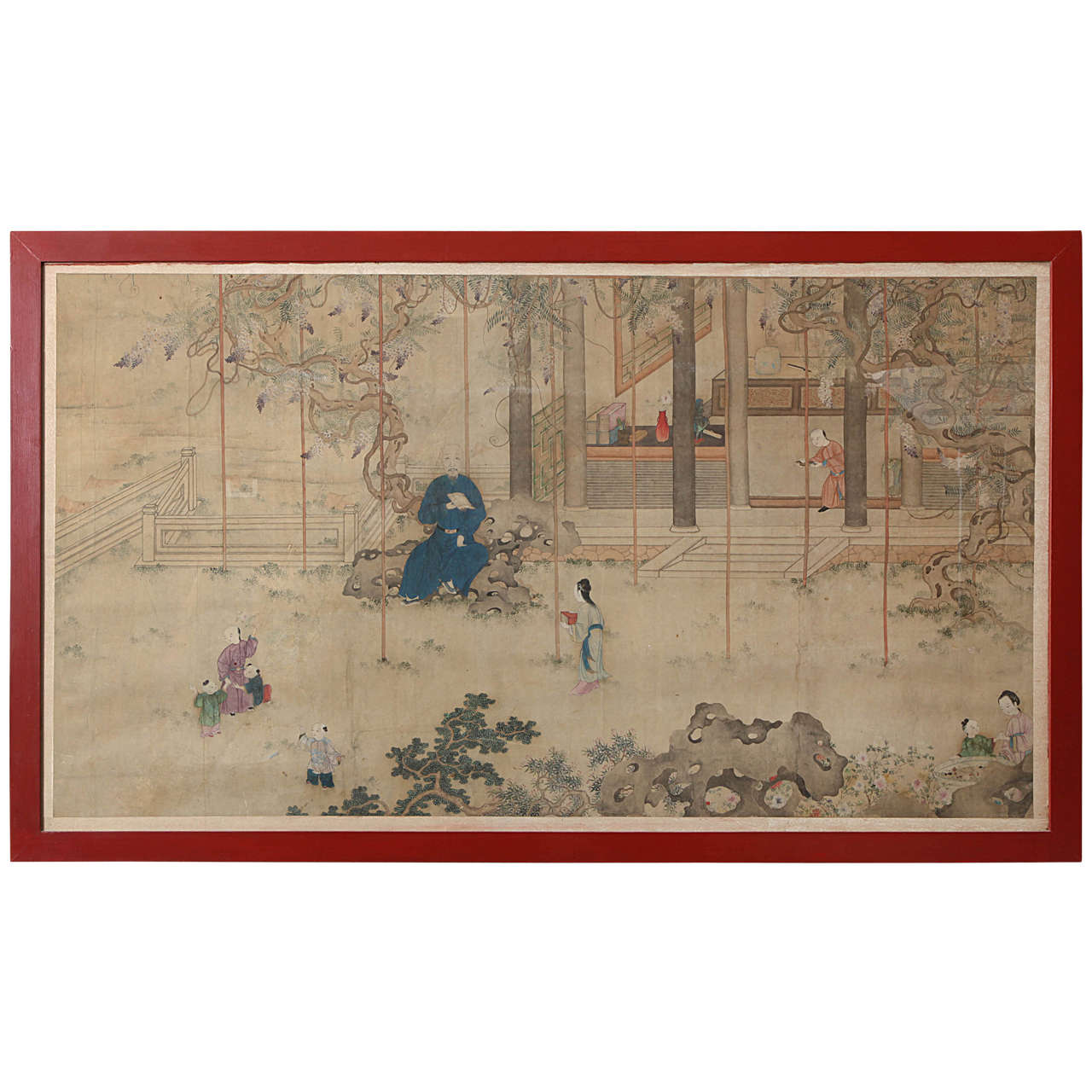 Large Chinese Watercolor Painting For Sale