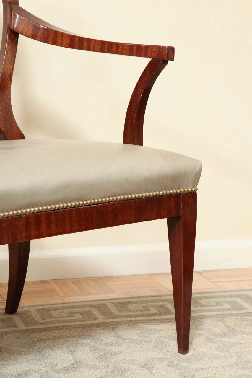 Mid-19th Century Fine Pair of Biedermeier Mahogany and Penwork Armchairs