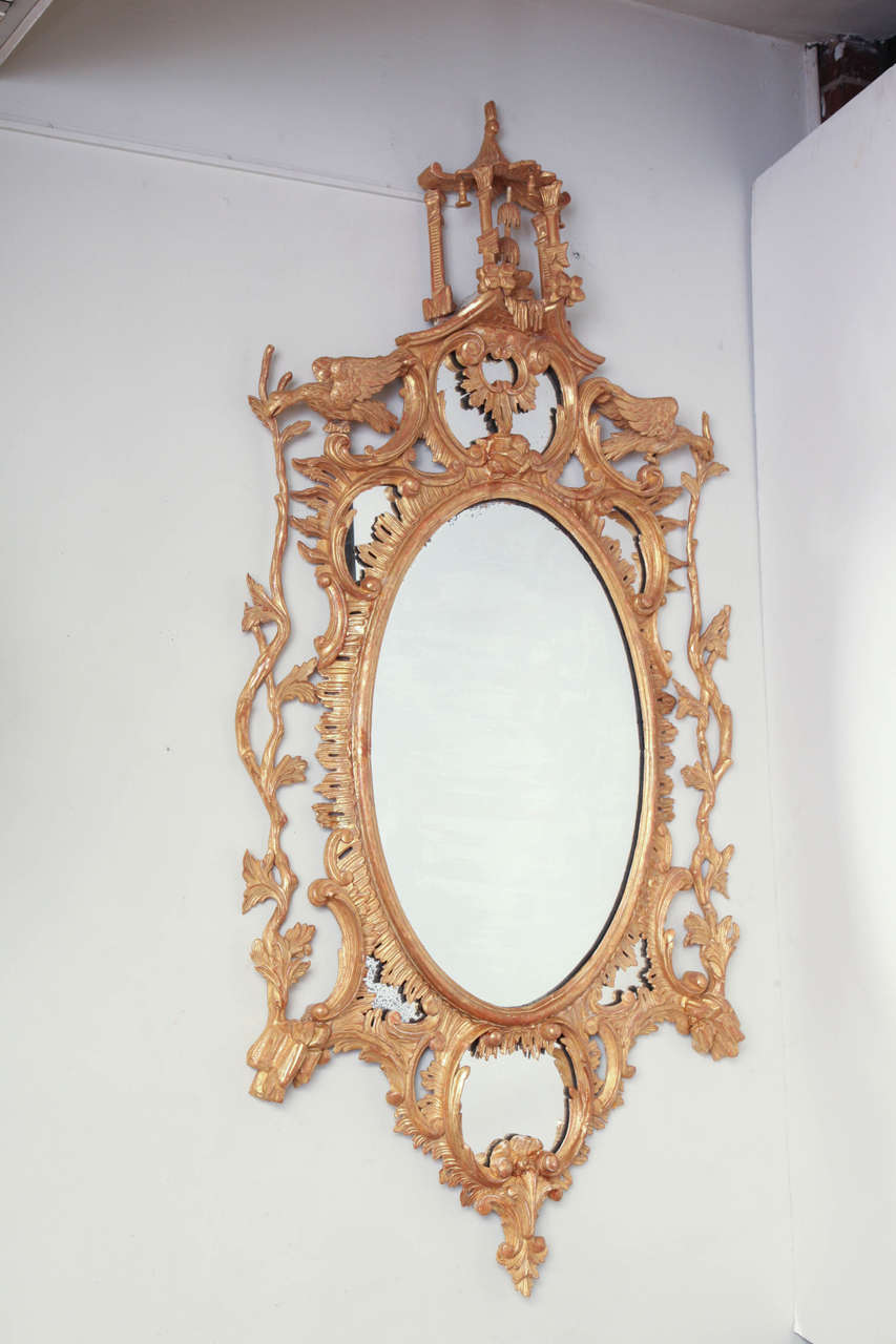 Chinese Chippendale Oval Mirror