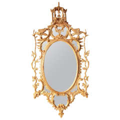 Chinese Chippendale Oval Mirror