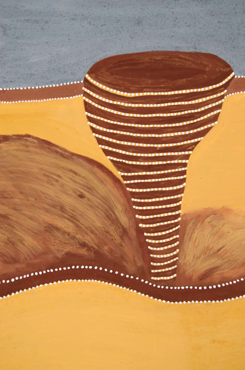 Hand-Painted Natural Ochre Pigment, Australian Aboriginal Painting, Warm Earth Colors For Sale