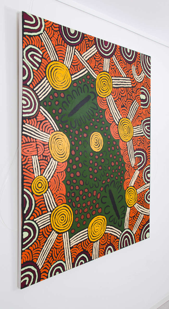 Contemporary Large Colourful Aboriginal Australian Acrylic Painting For Sale